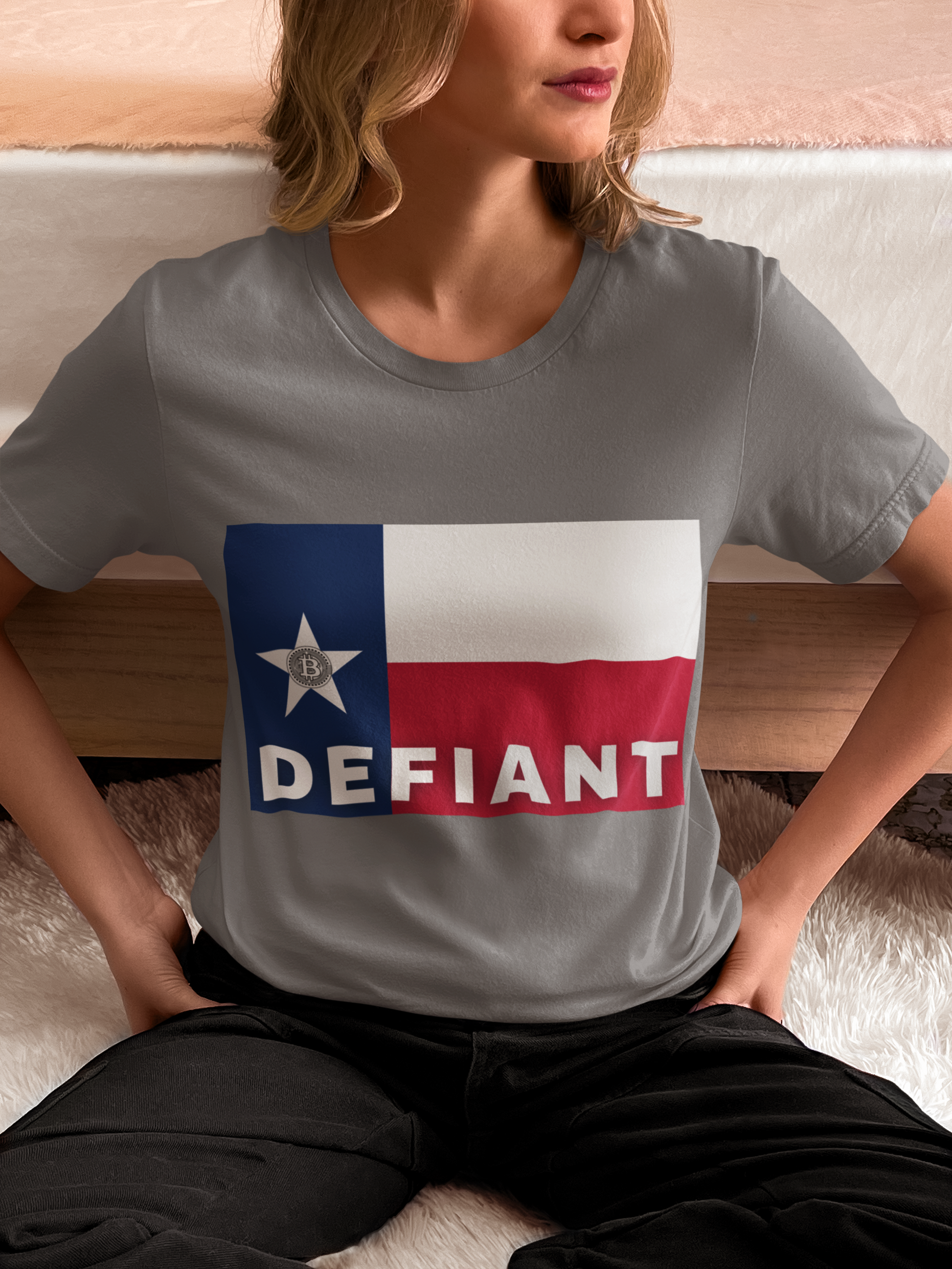 Bitcoin Texas Defiant T-Shirt Grey
